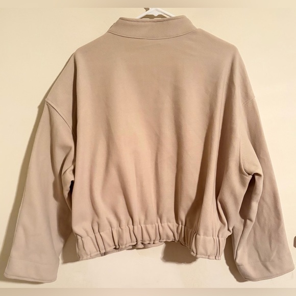 NWT Max Studio London Women's Tan Cream Button Up Cinched Waist Bomber Jacket XL - Picture 12 of 13